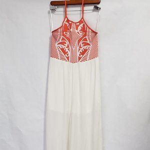 Jealous Tomato Jumpsuit White orange  peasant boho